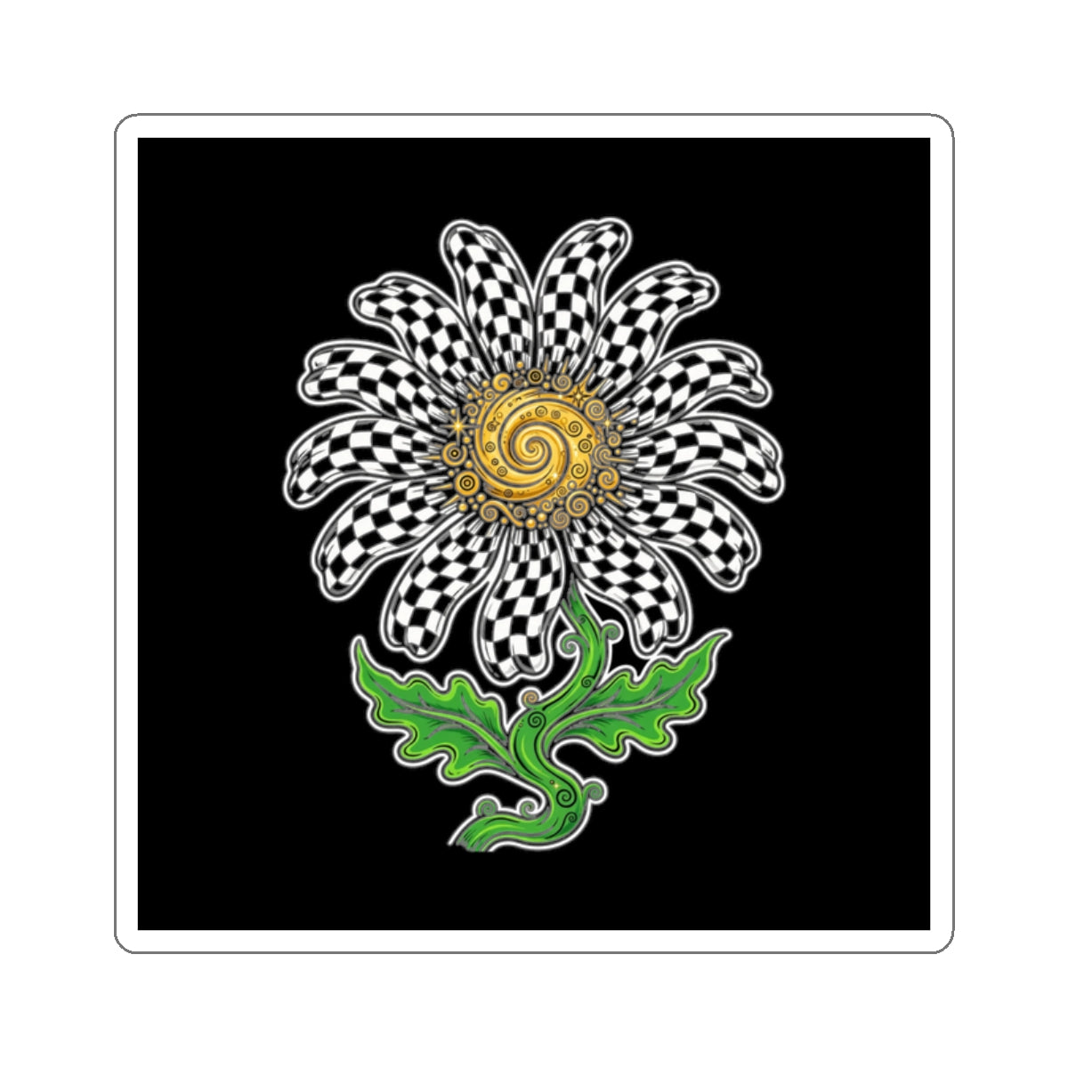 Eyeliner & Arson — Checkerboard Daisy Sticker