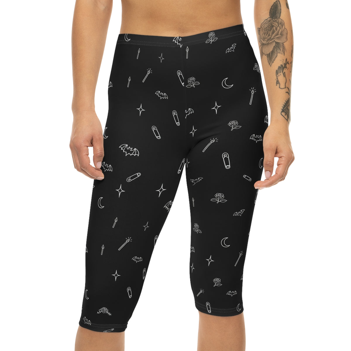 Eyeliner & Arson — Bats & Moons Capri Leggings