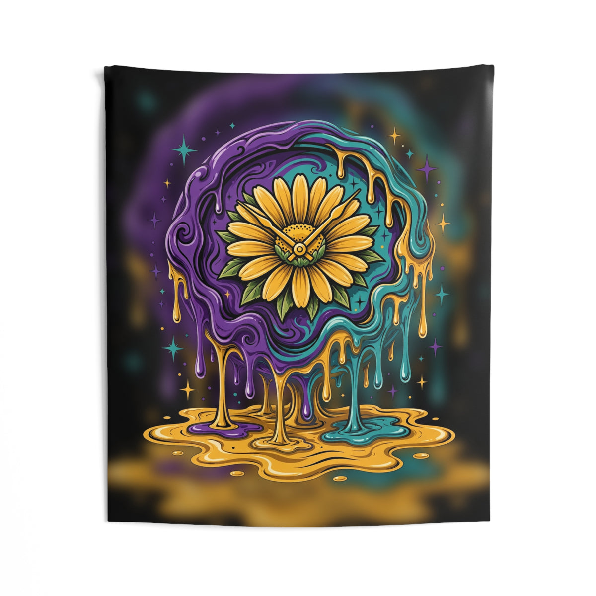 Melting Clock Flower Tapestry