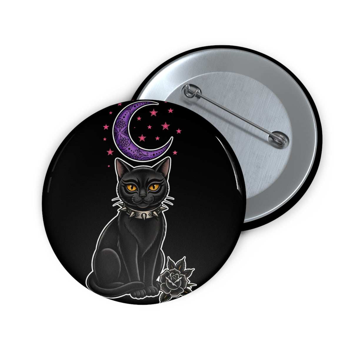 Eyeliner & Arson — Black Cat Moon Pin