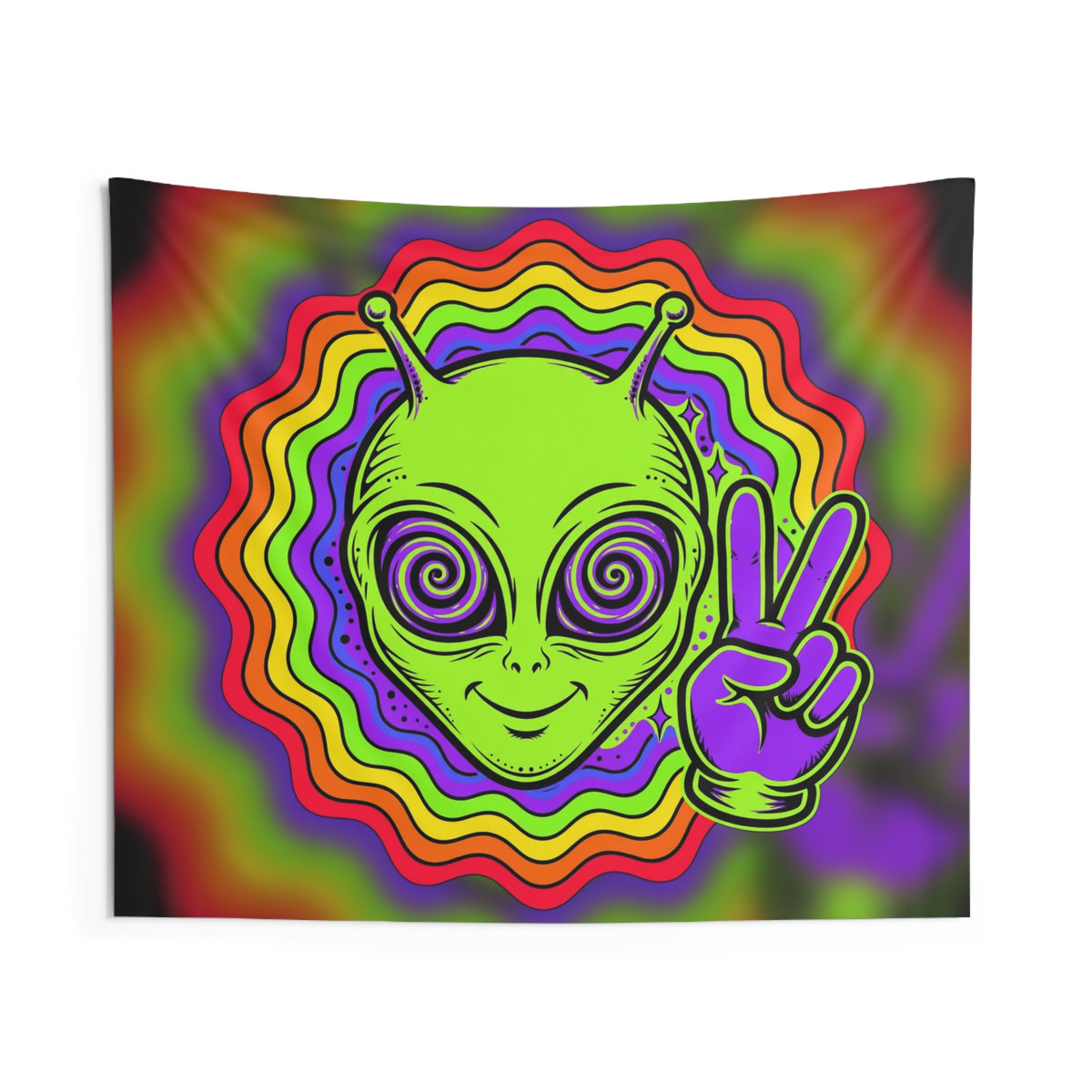 Rave Alien Head Tapestry