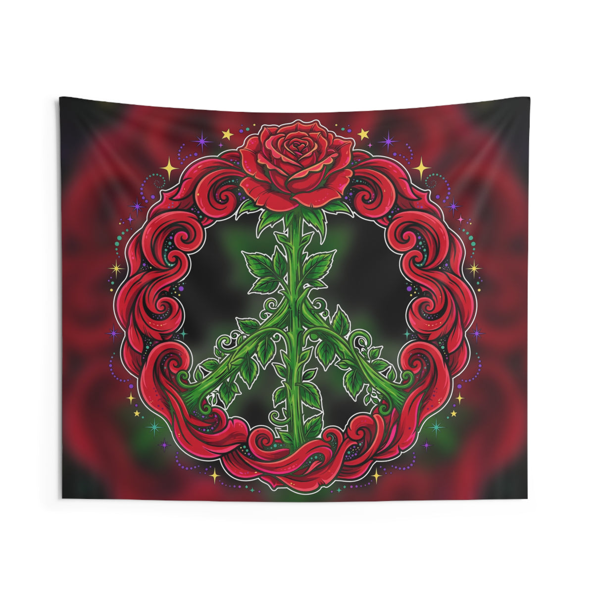 Peace Sign Rose Tapestry