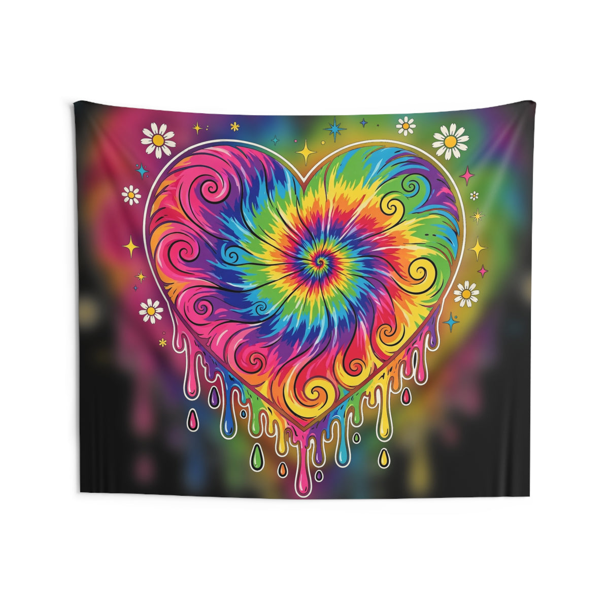 Tie-Dye Heart Tapestry