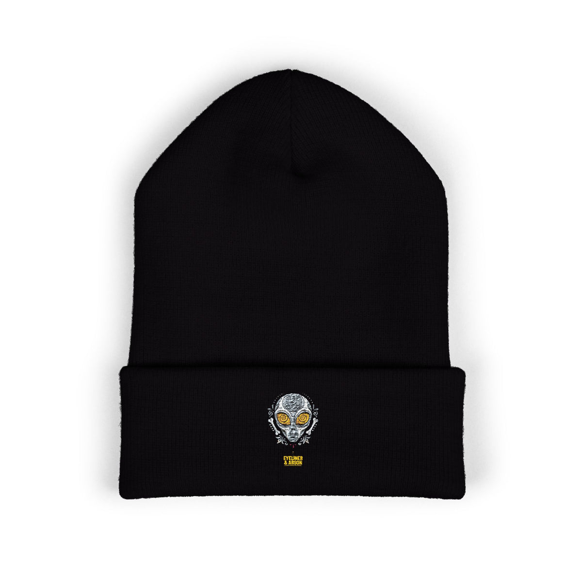 Eyeliner & Arson — Grey Spiral Eyes Beanie