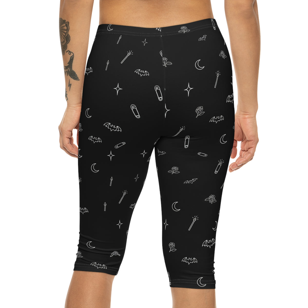 Eyeliner & Arson — Bats & Moons Capri Leggings