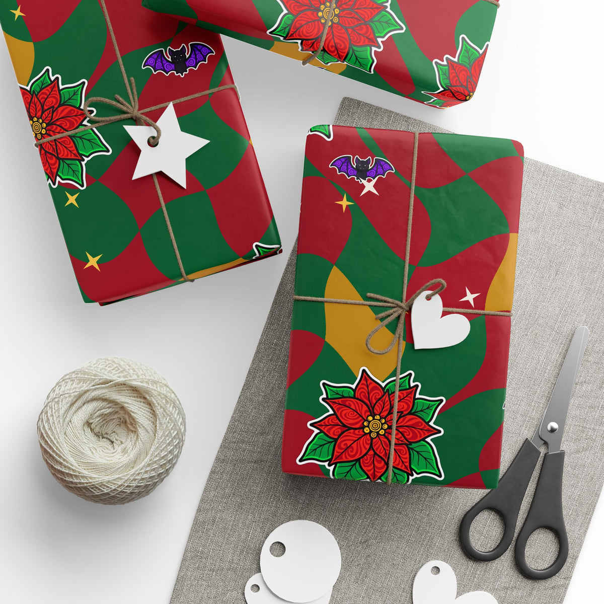 Warped Checkerboard Christmas Wrapping Paper