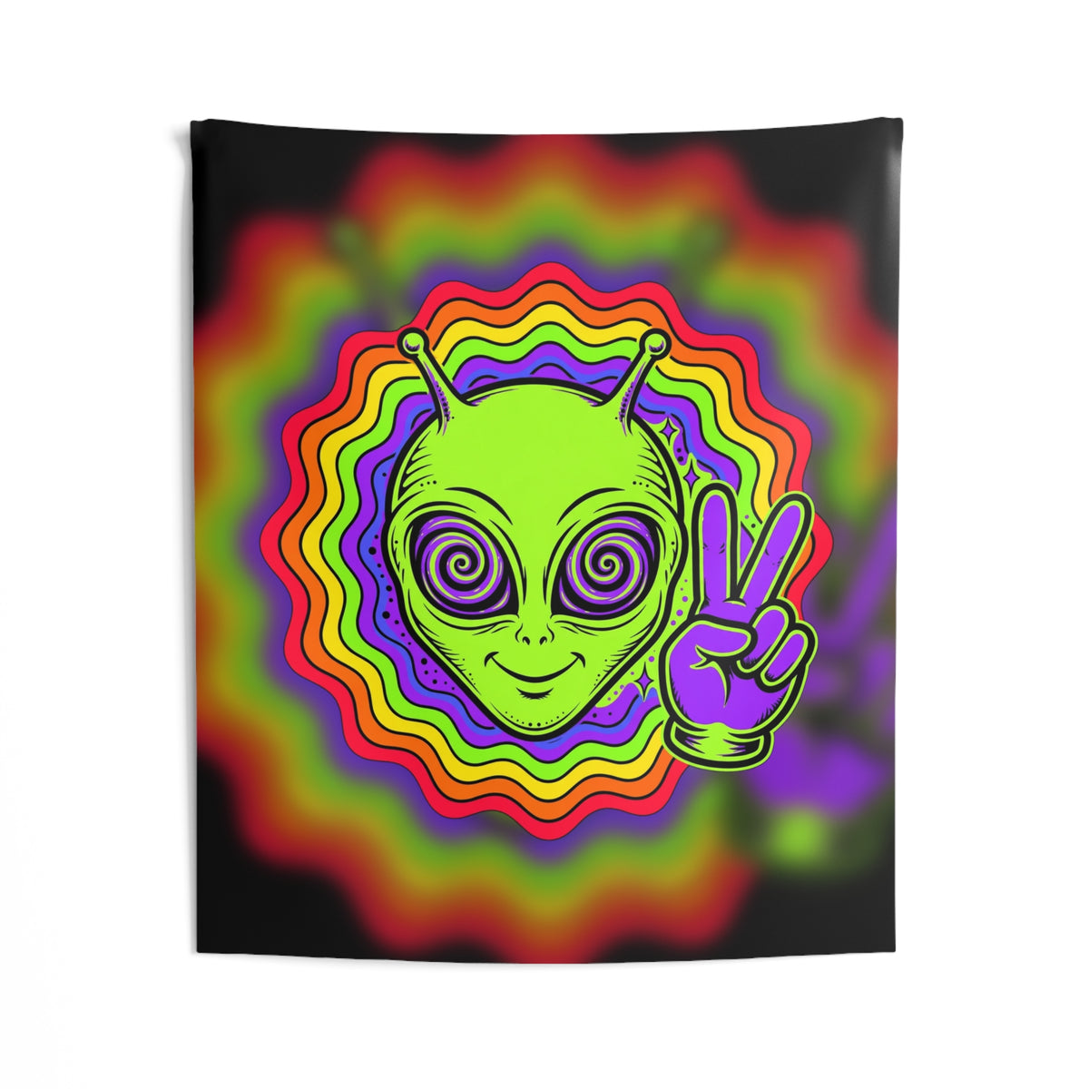 Rave Alien Head Tapestry
