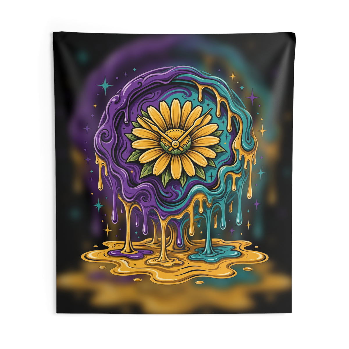 Melting Clock Flower Tapestry