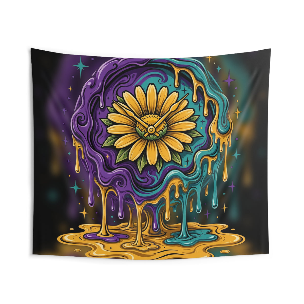 Melting Clock Flower Tapestry