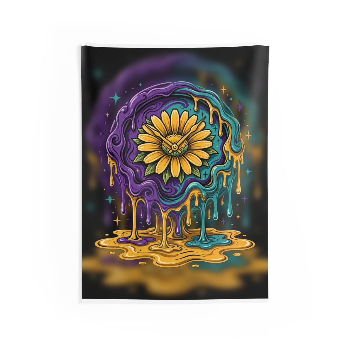 Melting Clock Flower Tapestry