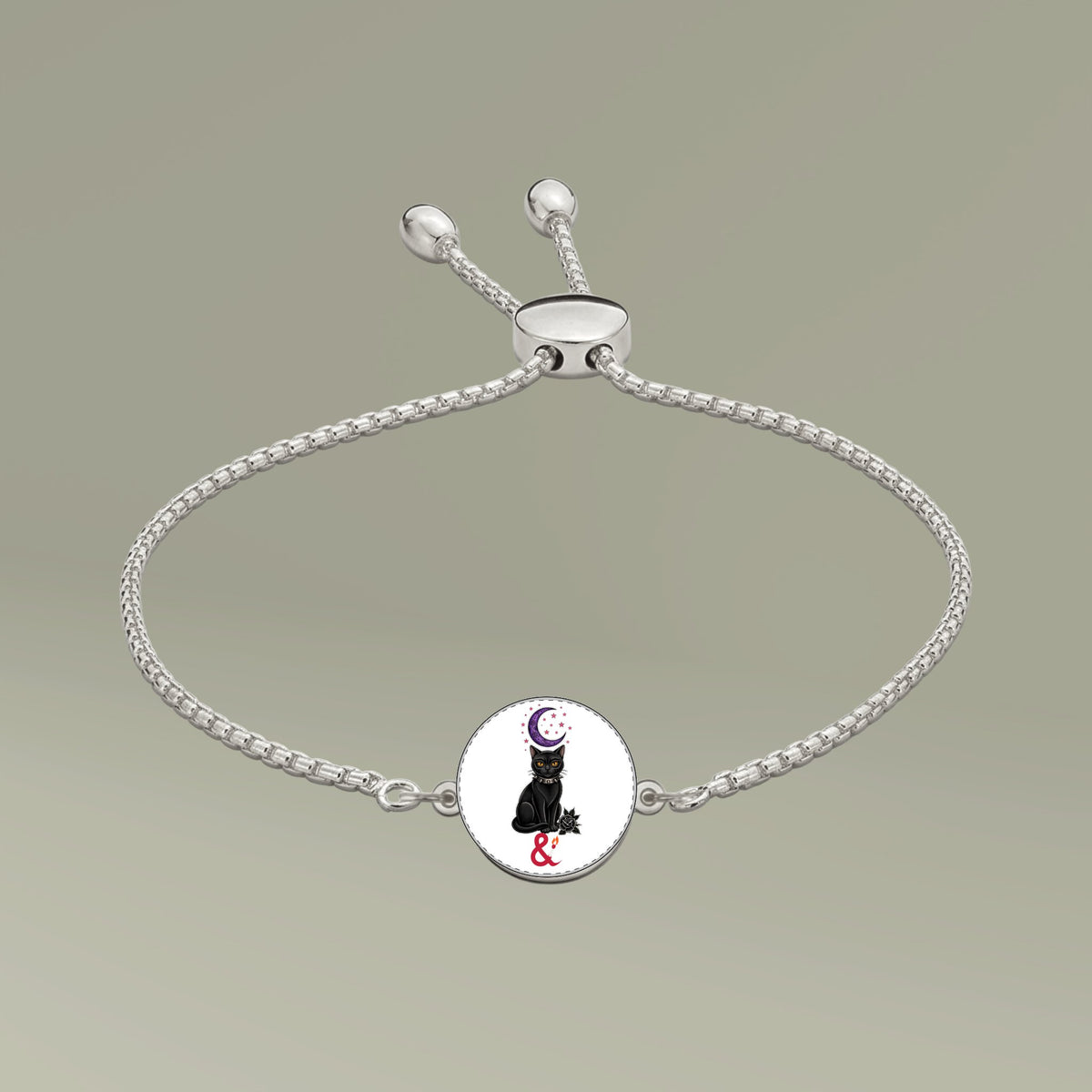 Eyeliner & Arson — Black Cat Moon Picture Charm Bracelet