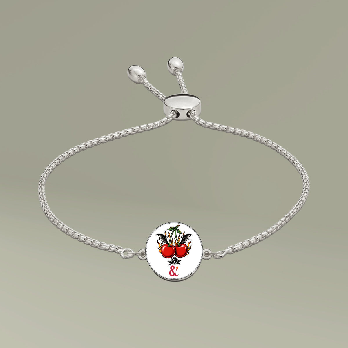 Eyeliner & Arson — Flaming Cherries Picture Charm Bracelet