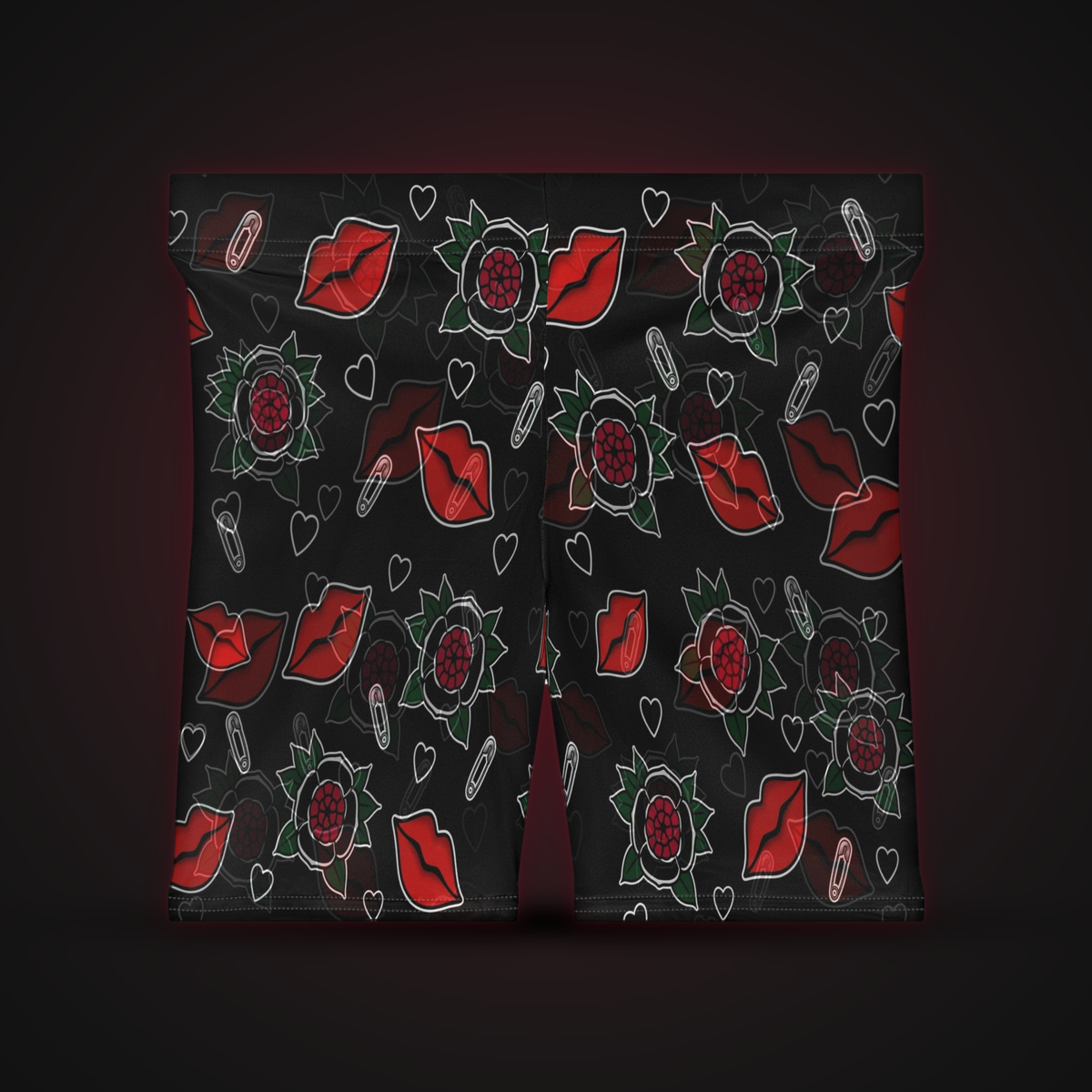 Kiss & Roses Biker Shorts