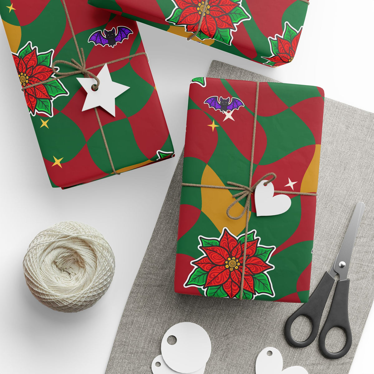Warped Checkerboard Christmas Wrapping Paper