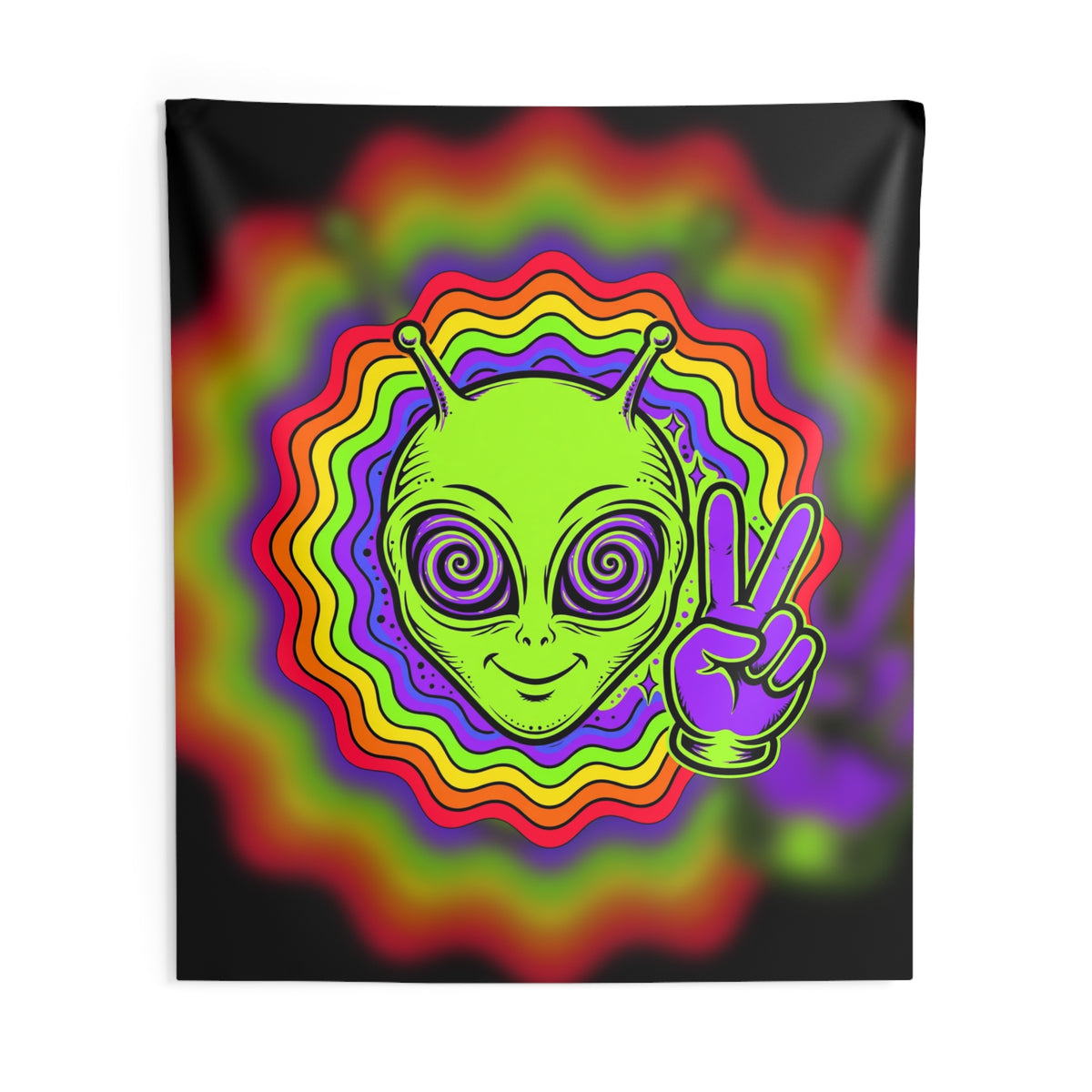 Rave Alien Head Tapestry