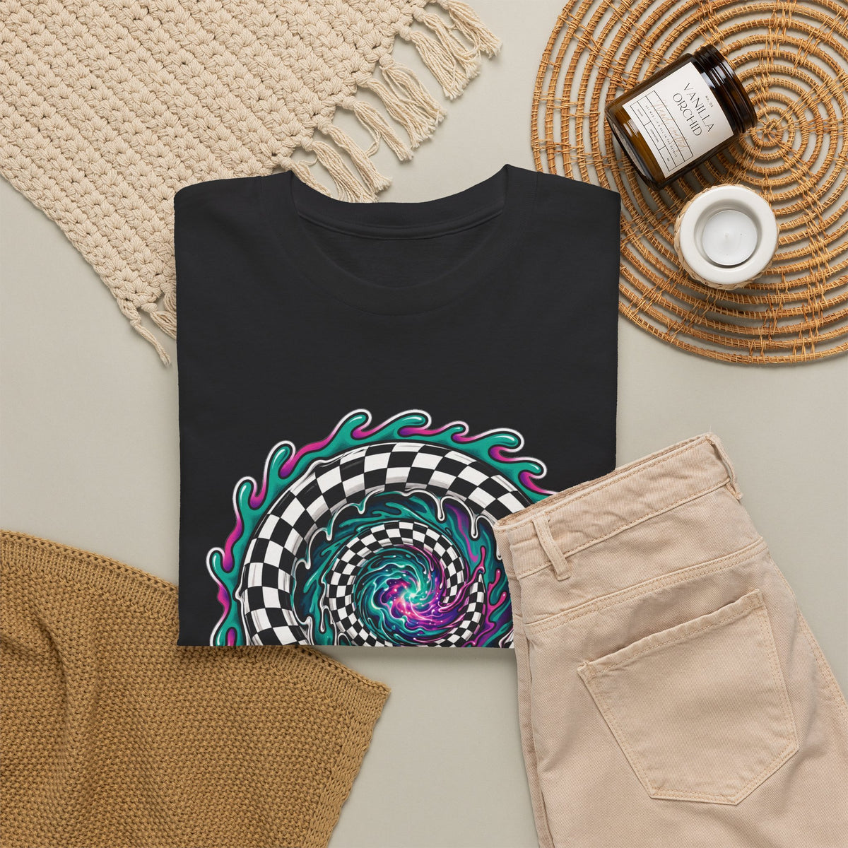 Warped Checkerboard Spiral Tee