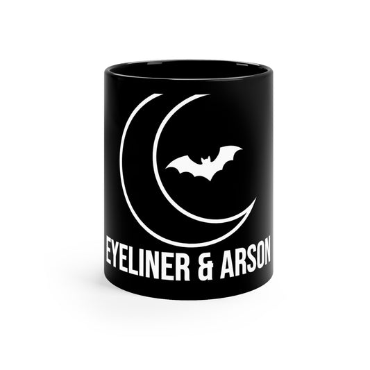 Moon & Bat Black Mug 11oz