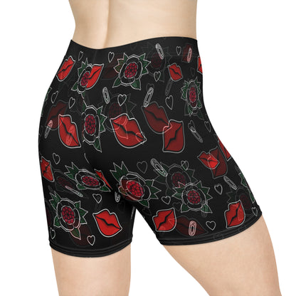 Kiss & Roses Biker Shorts