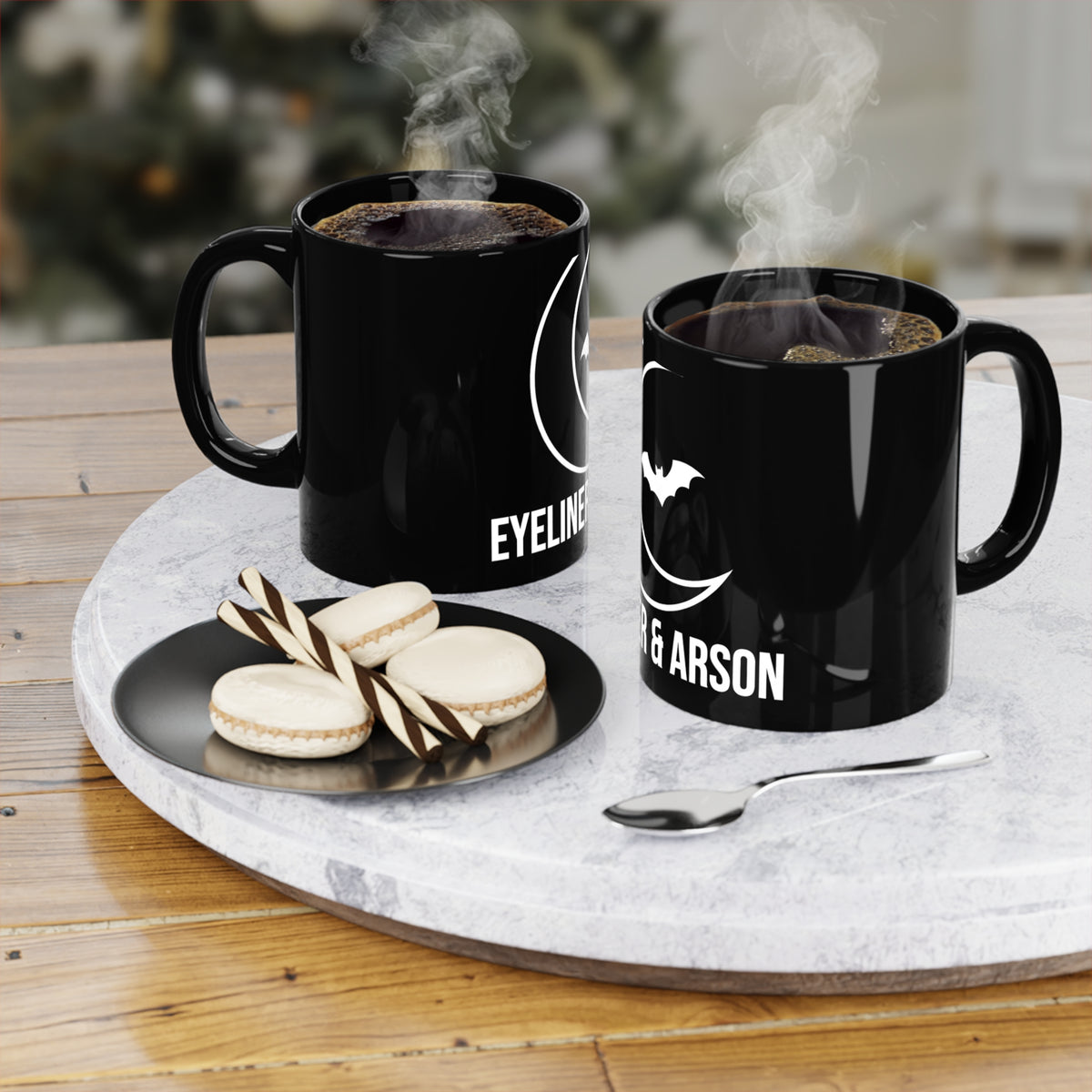 Moon & Bat Black Mug 11oz