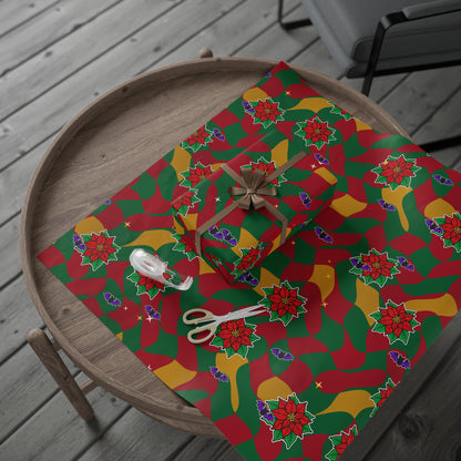 Warped Checkerboard Christmas Wrapping Paper