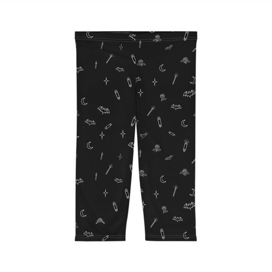 Eyeliner & Arson — Bats & Moons Capri Leggings