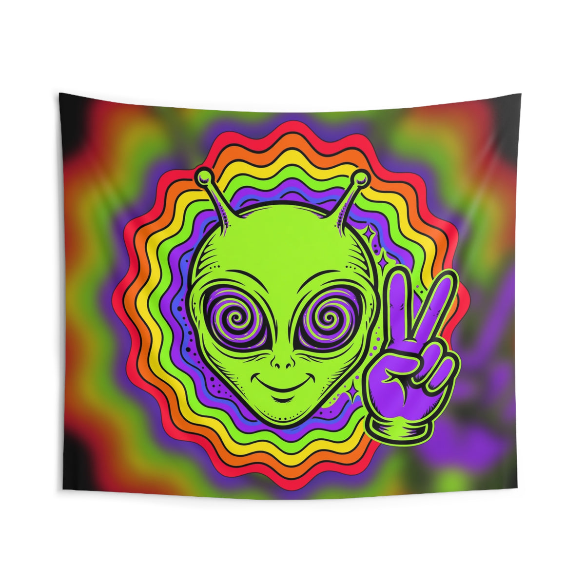 Rave Alien Head Tapestry