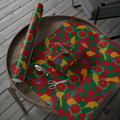 Warped Checkerboard Christmas Wrapping Paper