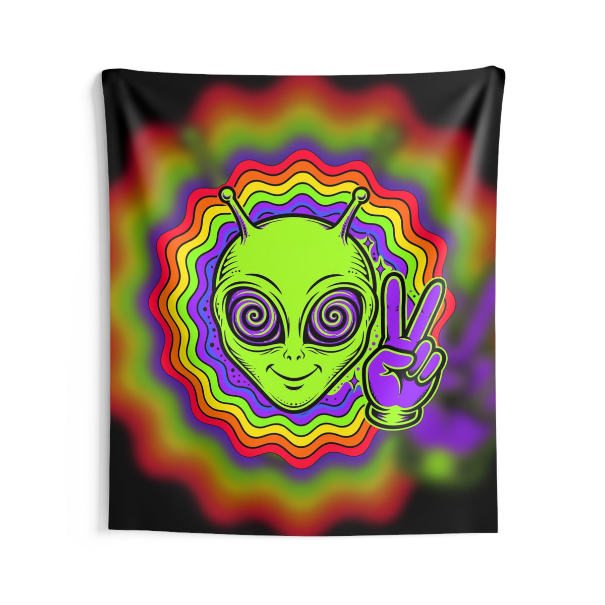 Rave Alien Head Tapestry