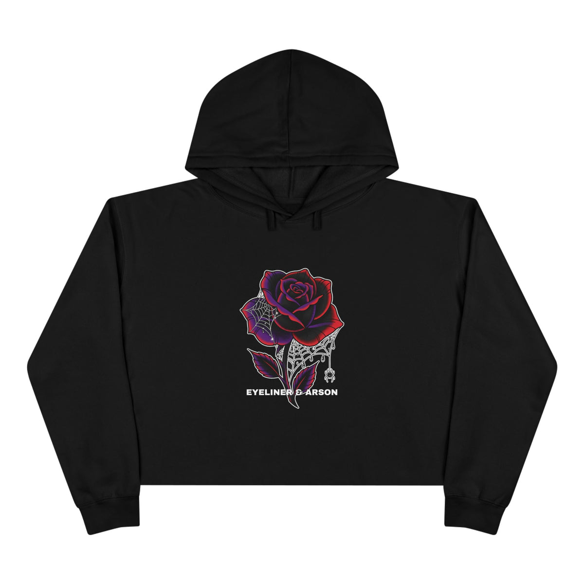 Spiderweb Rose Cropped Hoodie