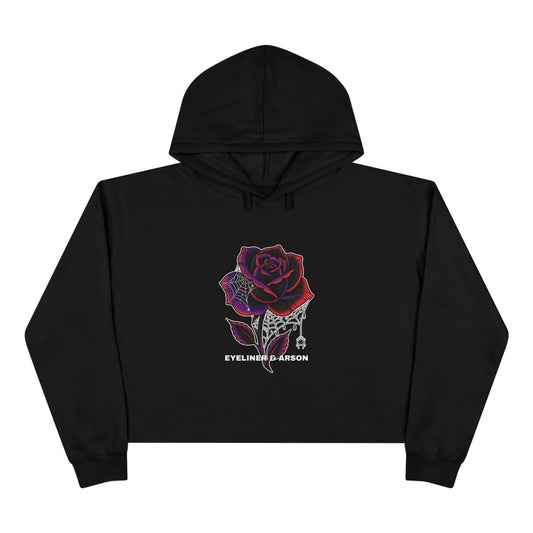 Spiderweb Rose Cropped Hoodie