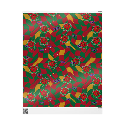 Warped Checkerboard Christmas Wrapping Paper