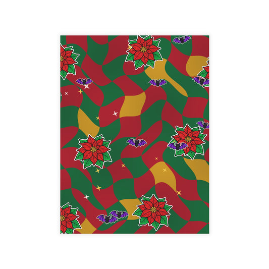 Warped Checkerboard Christmas Postcard
