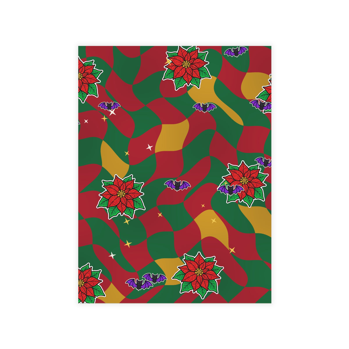Warped Checkerboard Christmas Postcard