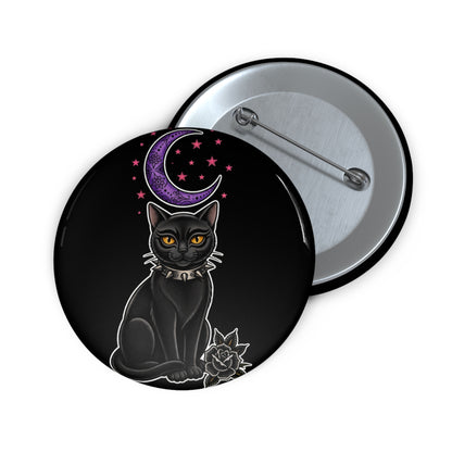 Eyeliner & Arson — Black Cat Moon Pin