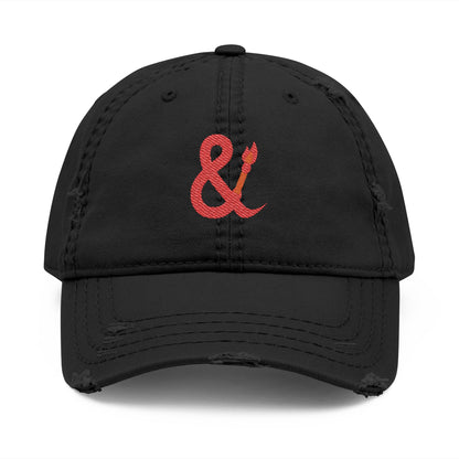Eyeliner & Arson — Burning Ampersand Distressed Dad Hat