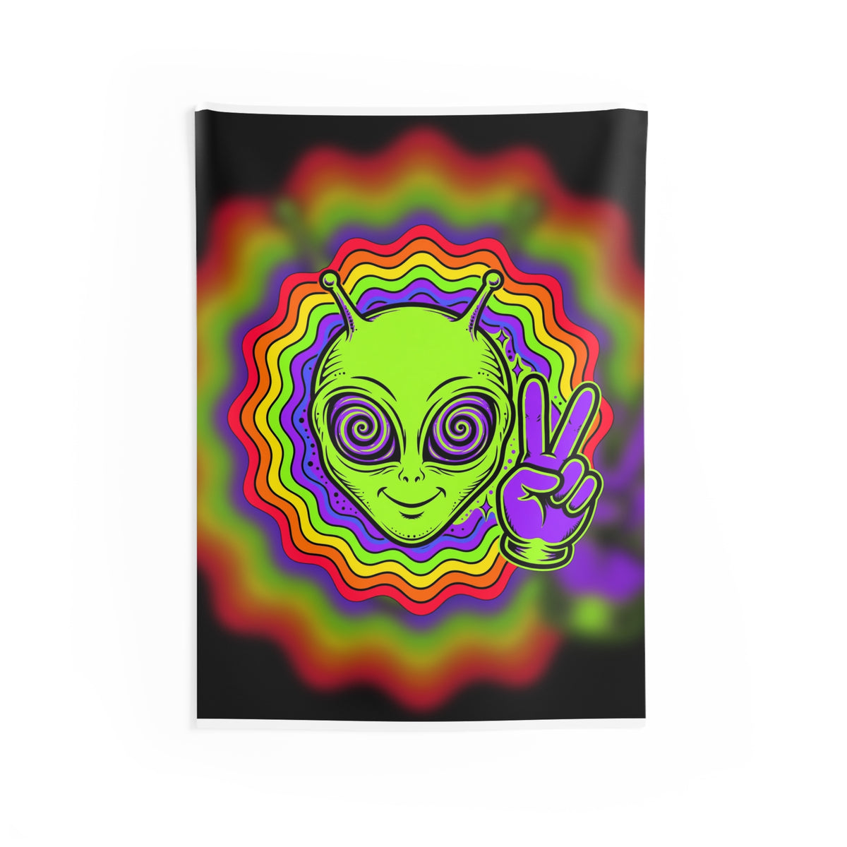 Rave Alien Head Tapestry