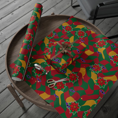 Warped Checkerboard Christmas Wrapping Paper