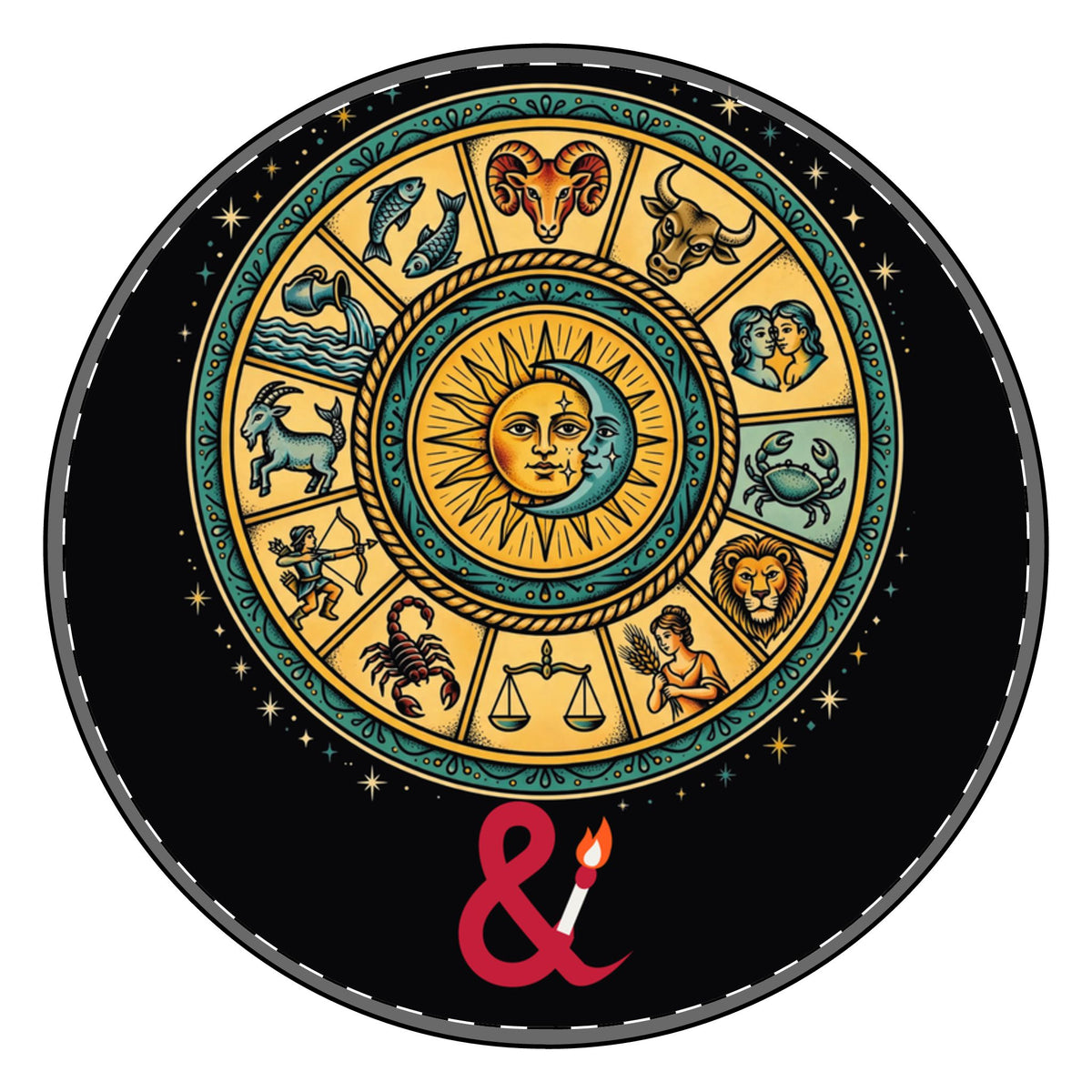 Eyeliner & Arson — Zodiac Wheel Picture Charm Bracelet