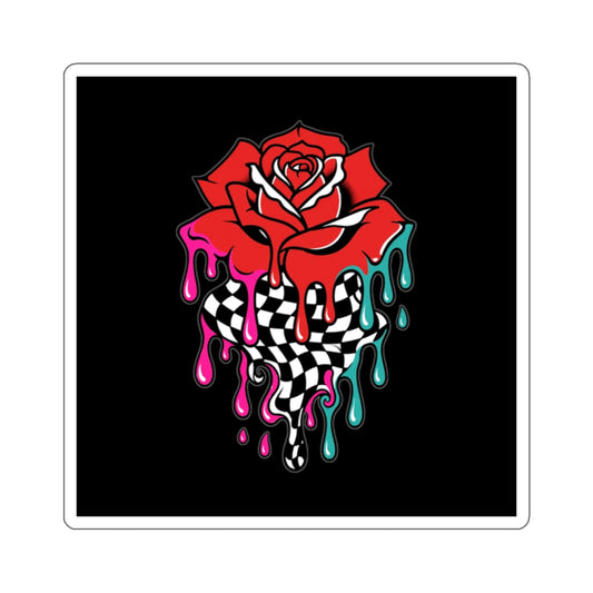 Eyeliner & Arson — Liquid Checkerboard Rose Sticker