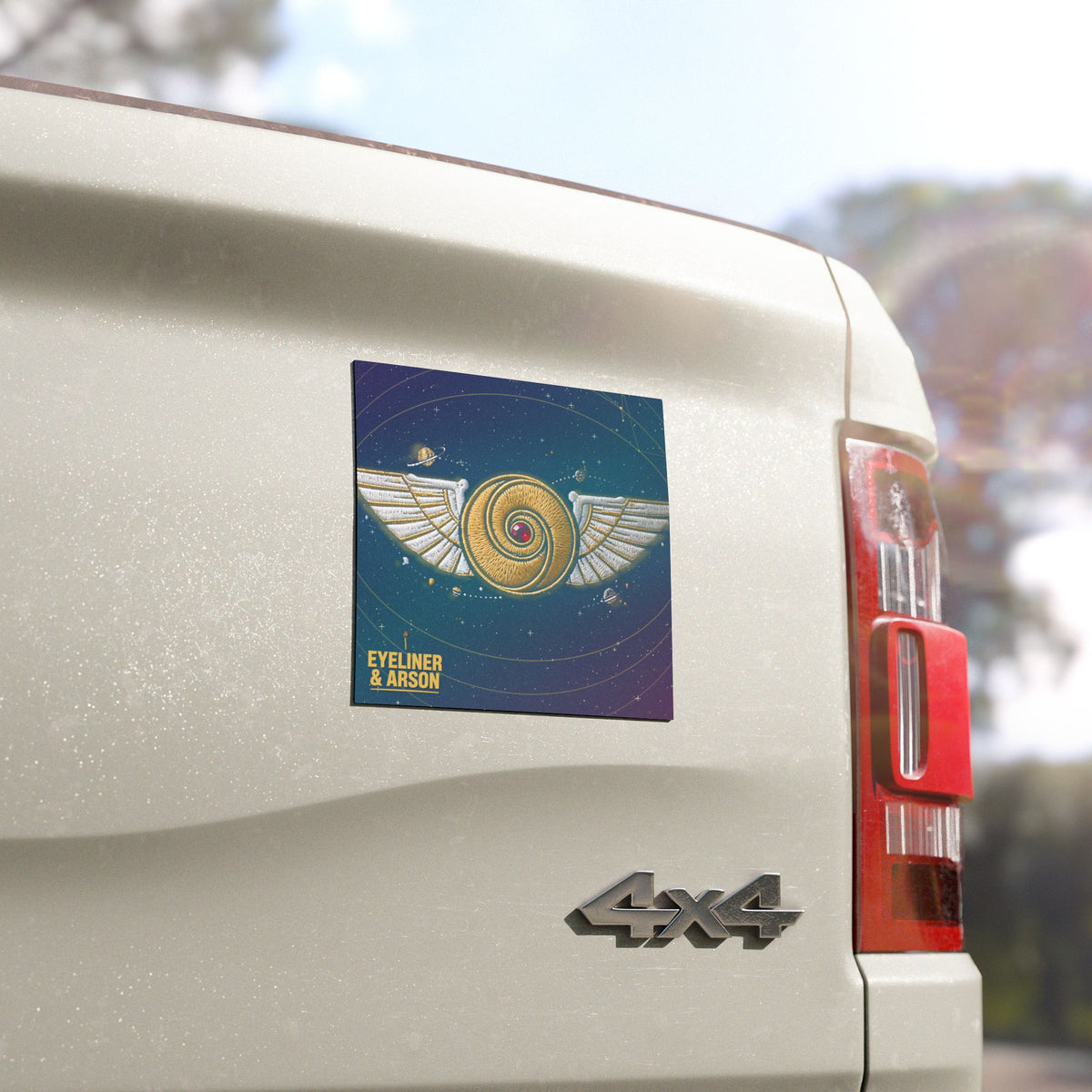 Eyeliner & Arson — Winged Disc Car Magnet