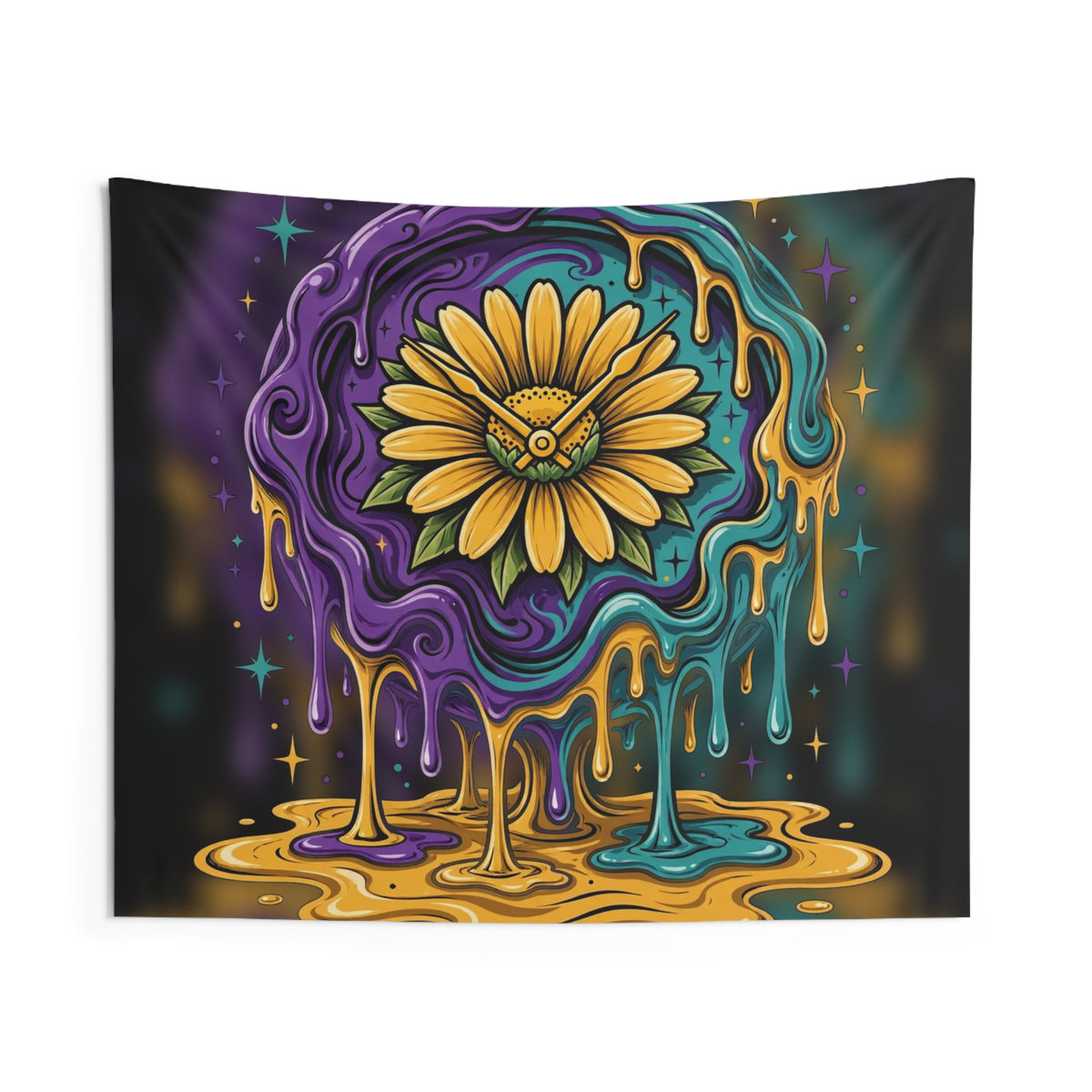 Melting Clock Flower Tapestry