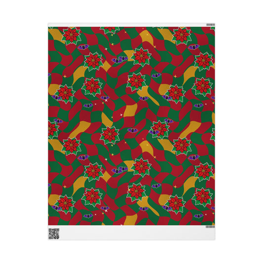 Warped Checkerboard Christmas Wrapping Paper