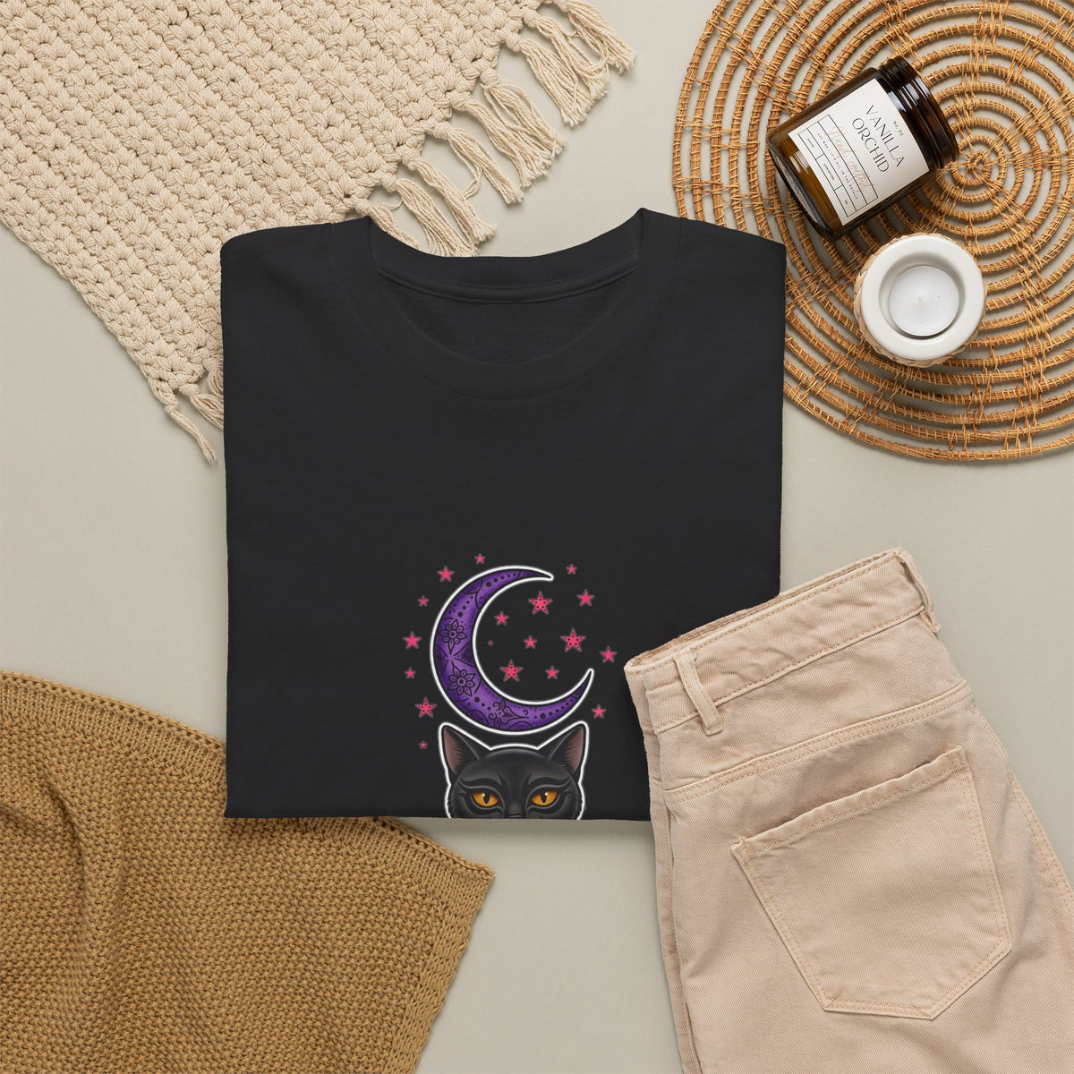 Eyeliner & Arson — Black Cat Moon Tee