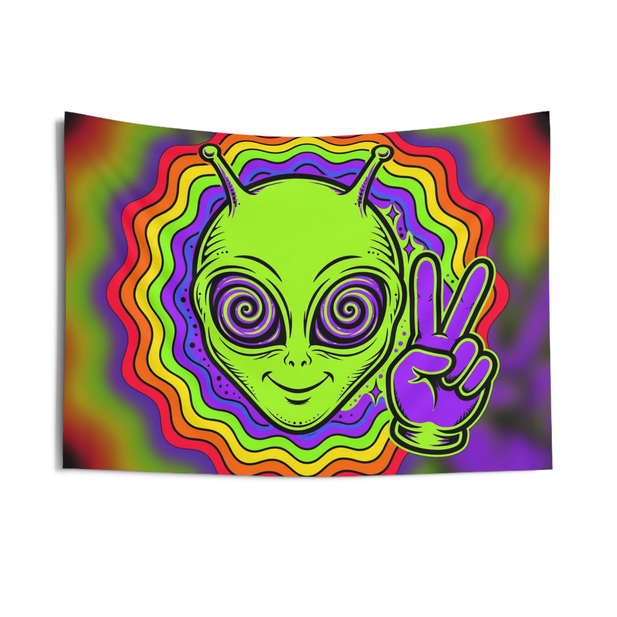 Rave Alien Head Tapestry