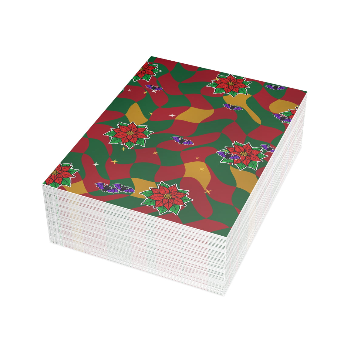 Warped Checkerboard Christmas Postcard