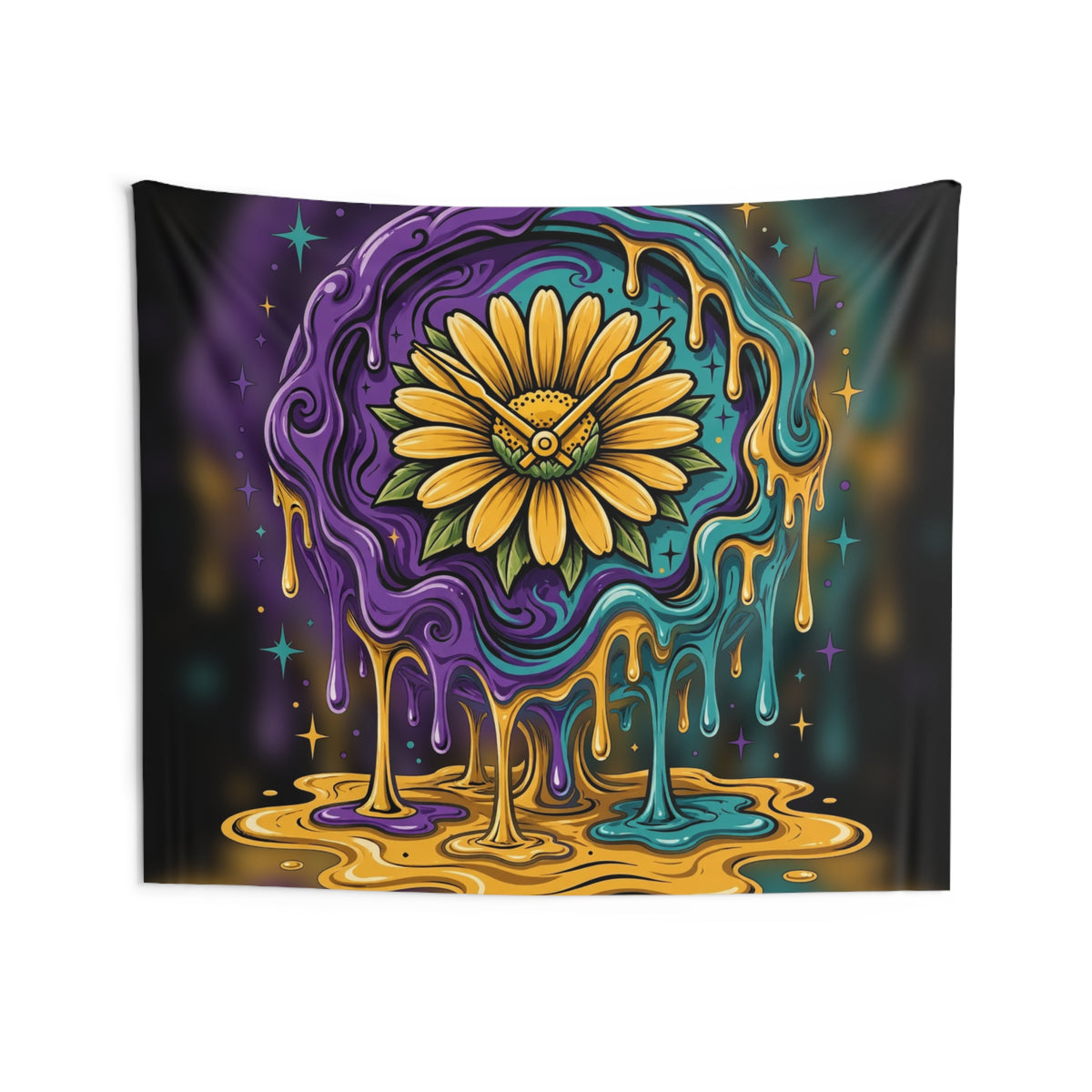 Melting Clock Flower Tapestry