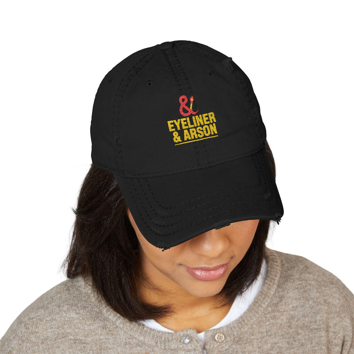 Eyeliner & Arson — Ampersand & Wordmark Lockup Distressed Dad Hat