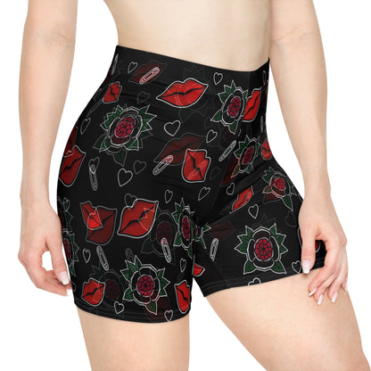 Kiss & Roses Biker Shorts