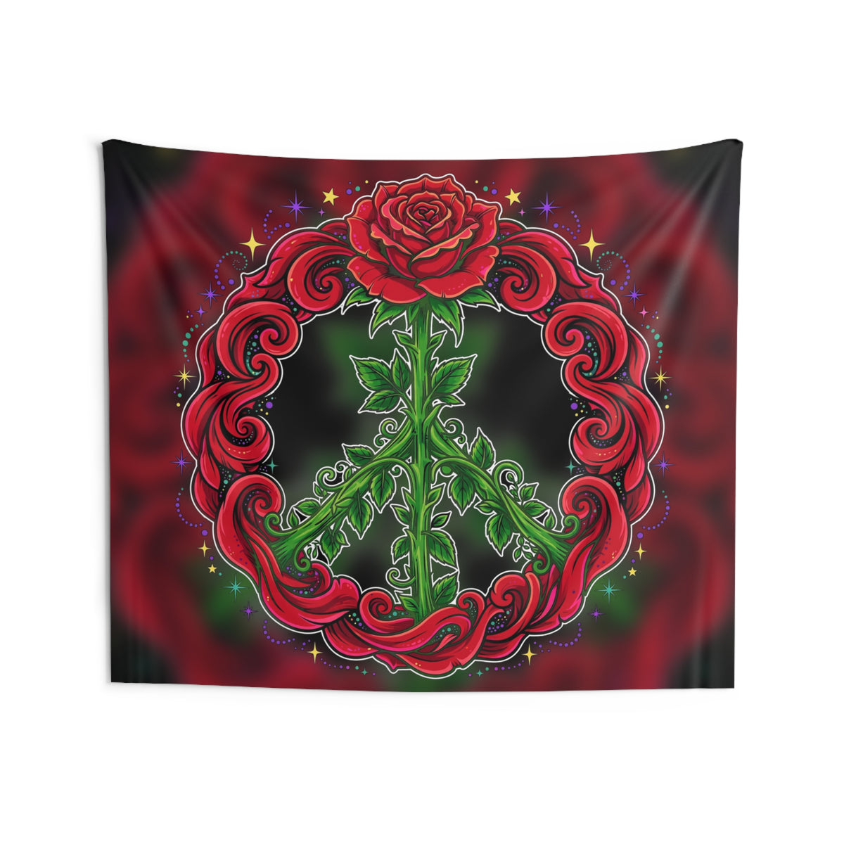 Peace Sign Rose Tapestry