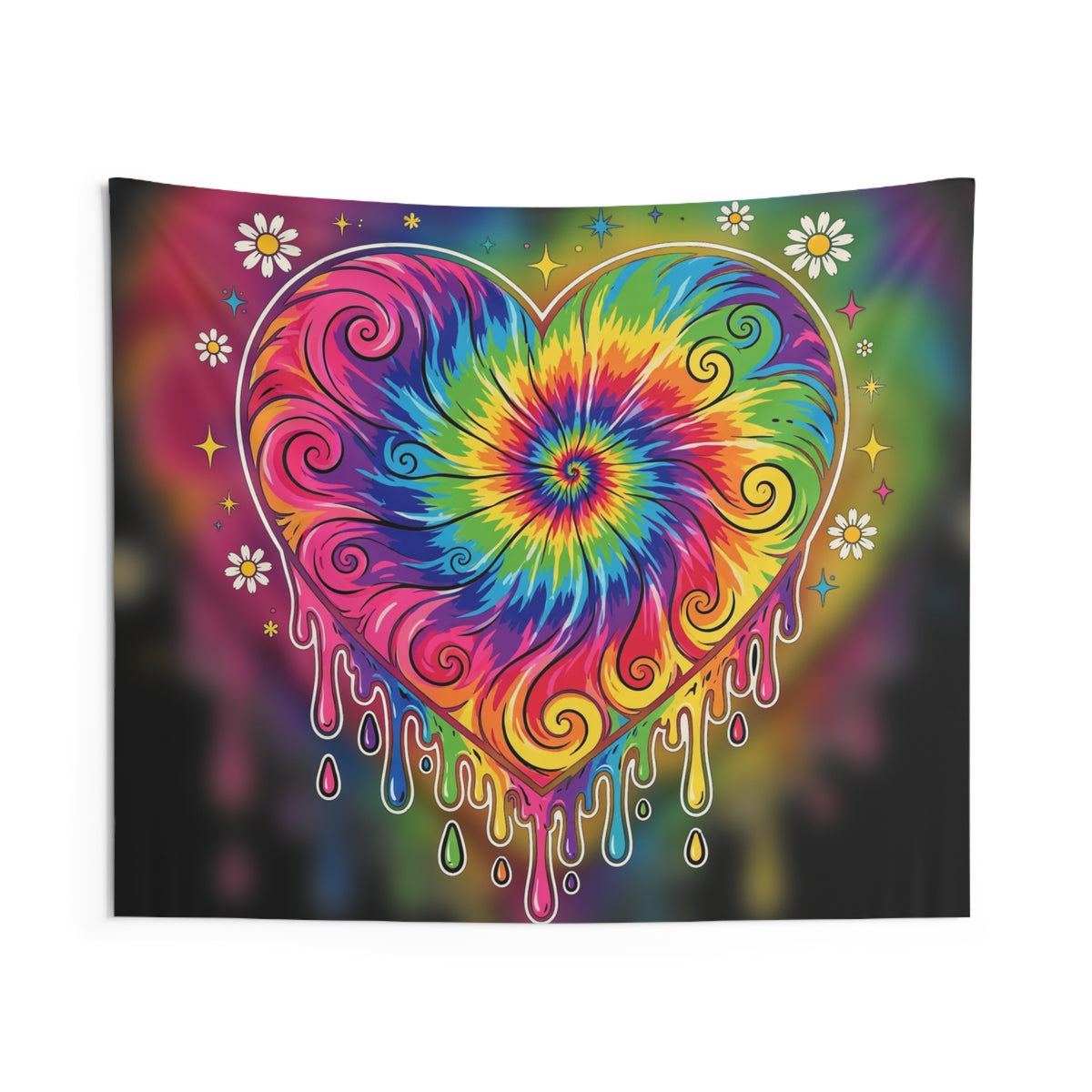 Tie-Dye Heart Tapestry